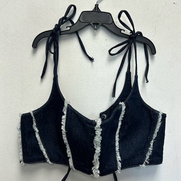 Ceren Ocak denim crop top - Picture 2 of 5